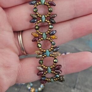 Handcrafted Beaded Bracelet with Gold Accents